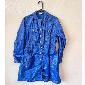 Vintage 1960's Dawnelle blue nylon windbreaker rain jacket size L